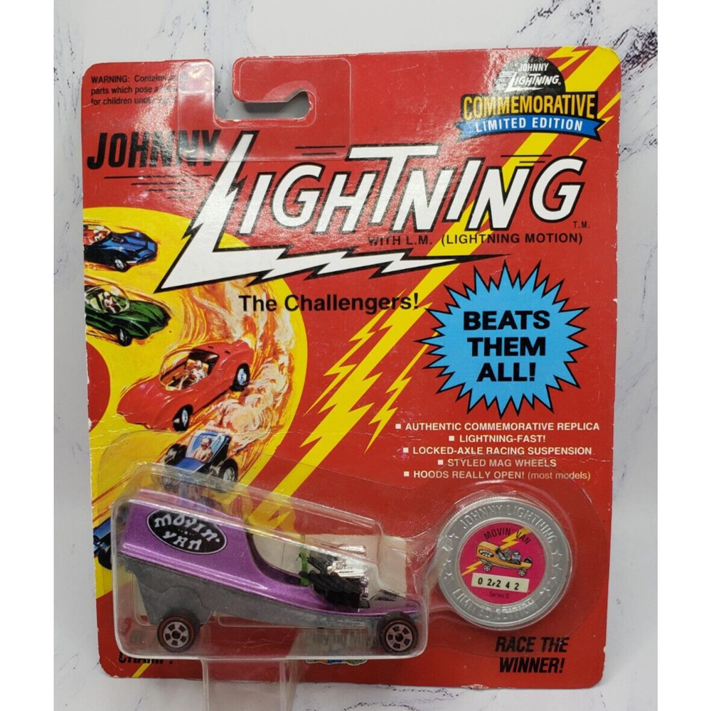 Johnny Lightning 1993 Movin' Van Purple 1/64 Diecast Mint on Card